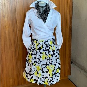 10O% Cotton Floral A-Line Midi Skirt